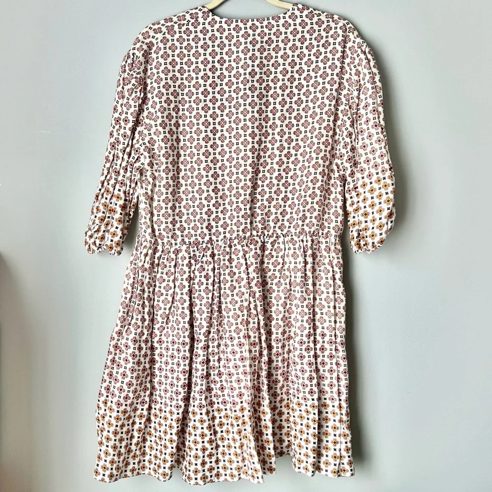 Maje Romelange Geometric Print Linen Dress NWT | Size 42 | Missing Lace Collar